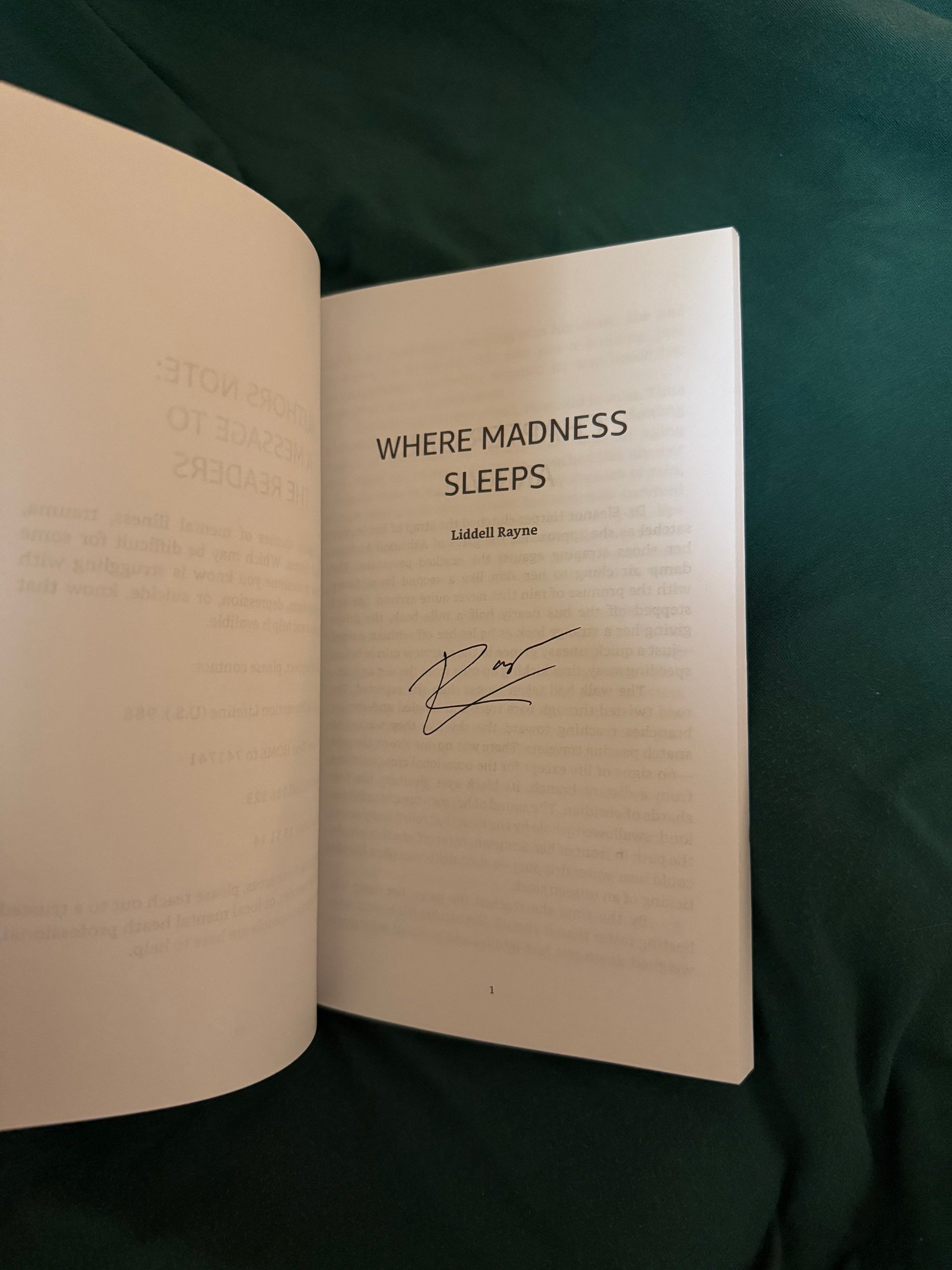 Signed paperback copy of Where Madness Sleeps w/Ebook version product image (3)