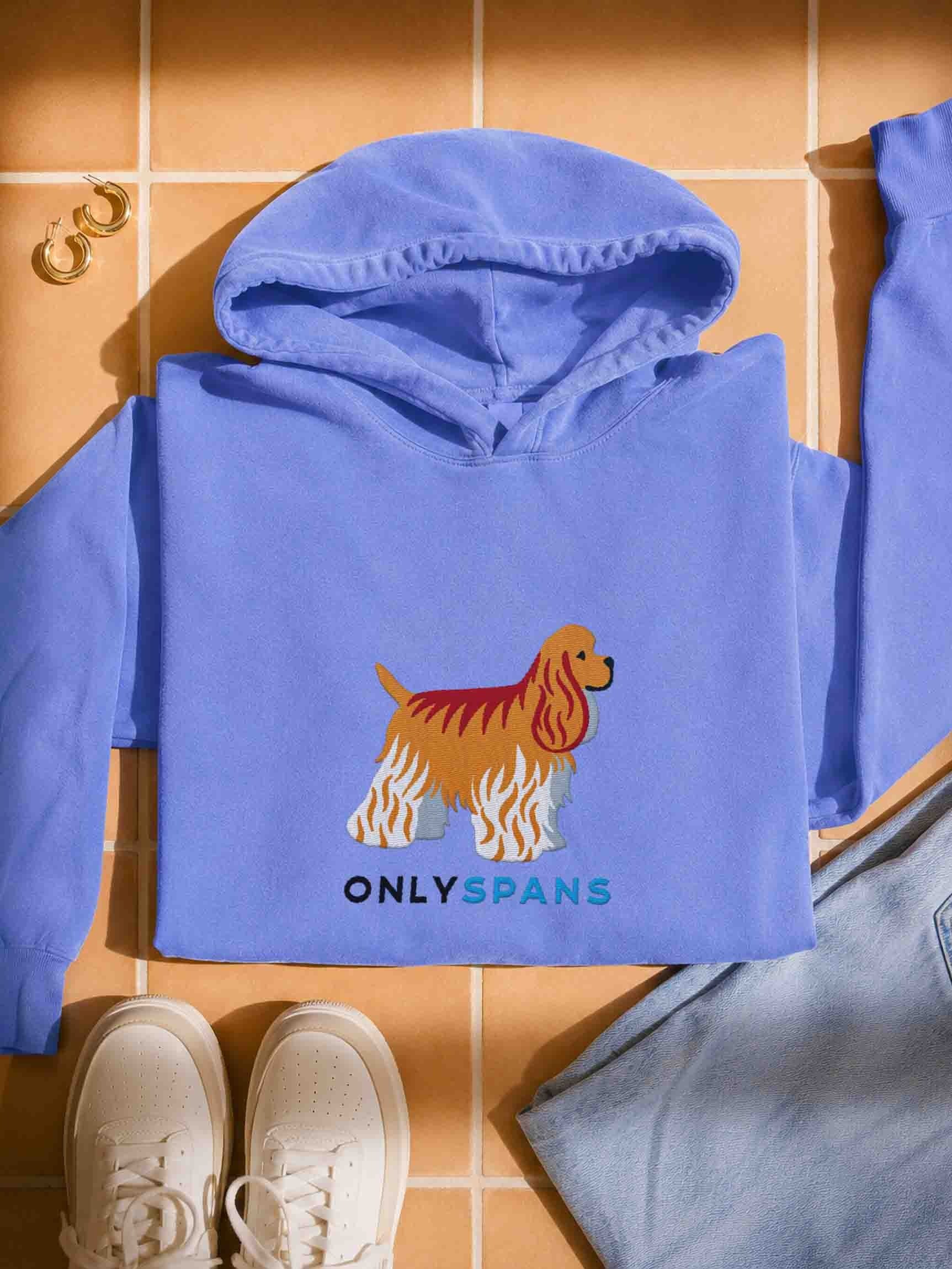 Only Spans Premium Hoodie (Embroidered) of an American Cocker Spaniel(Fawn) product image (1)