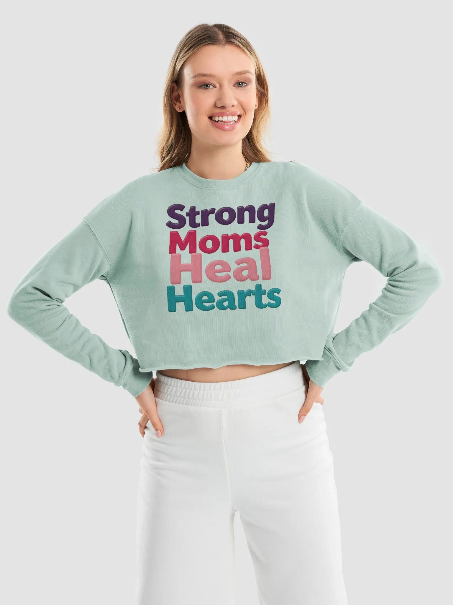 Strong Moms Heal Hearts Crop Sweatshirt product image (27)