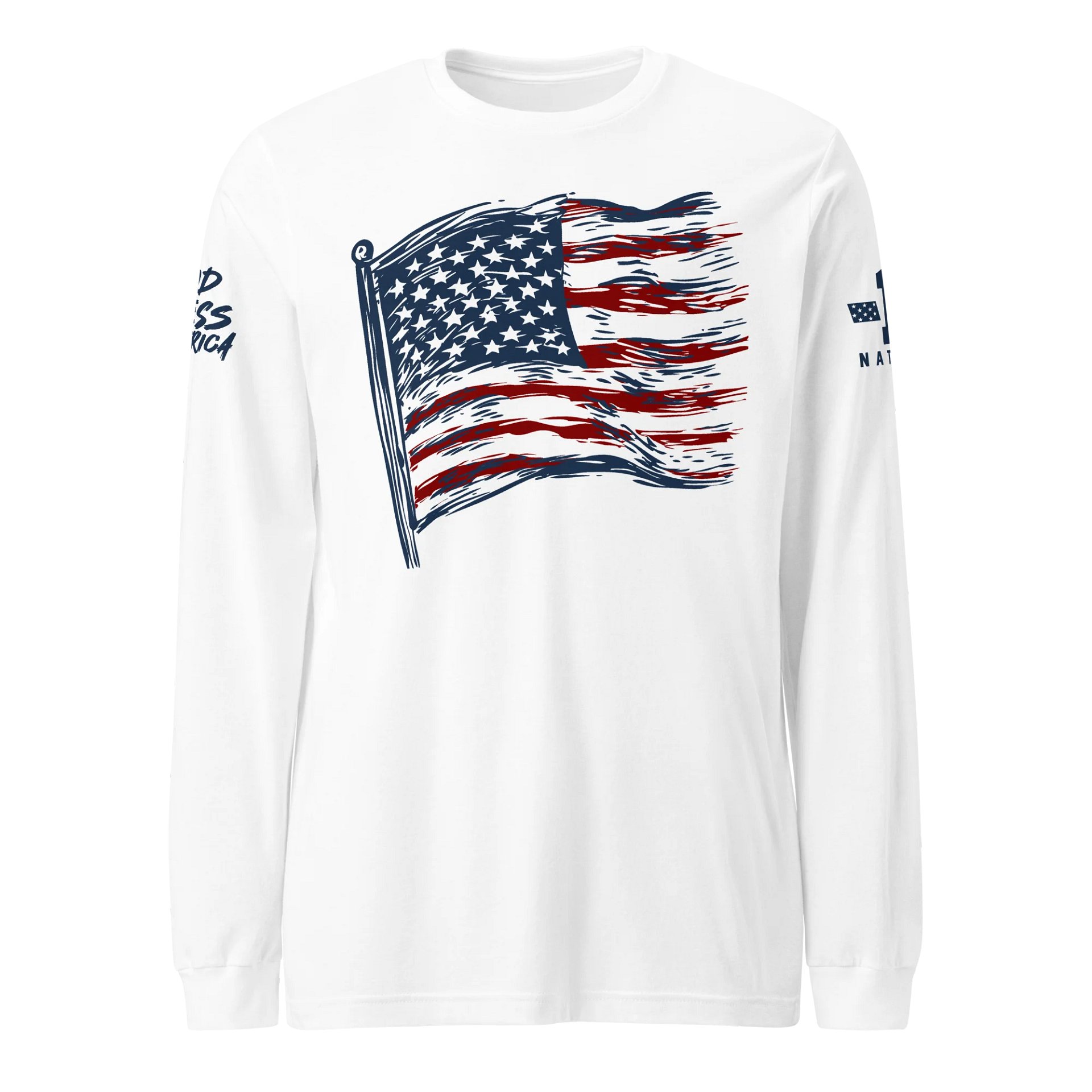 God Bless America Wavy Flag Long Sleeve product image (1)
