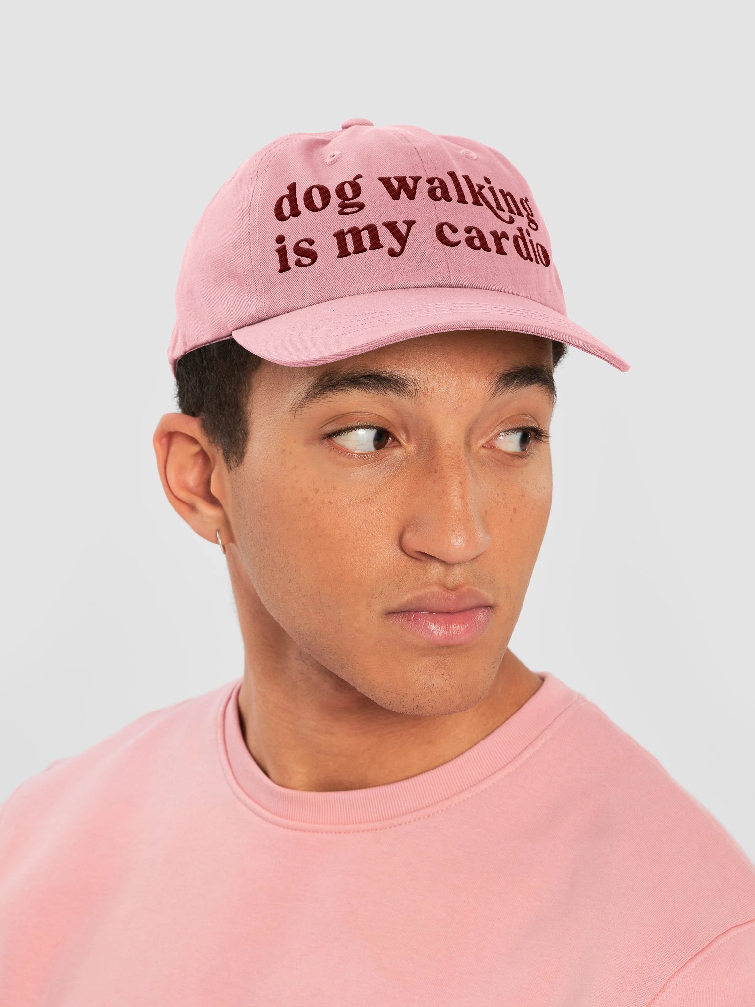 Dog Walking Is My Cardio Classic Dad Hat(Embroidered, Maroon Text) product image (6)