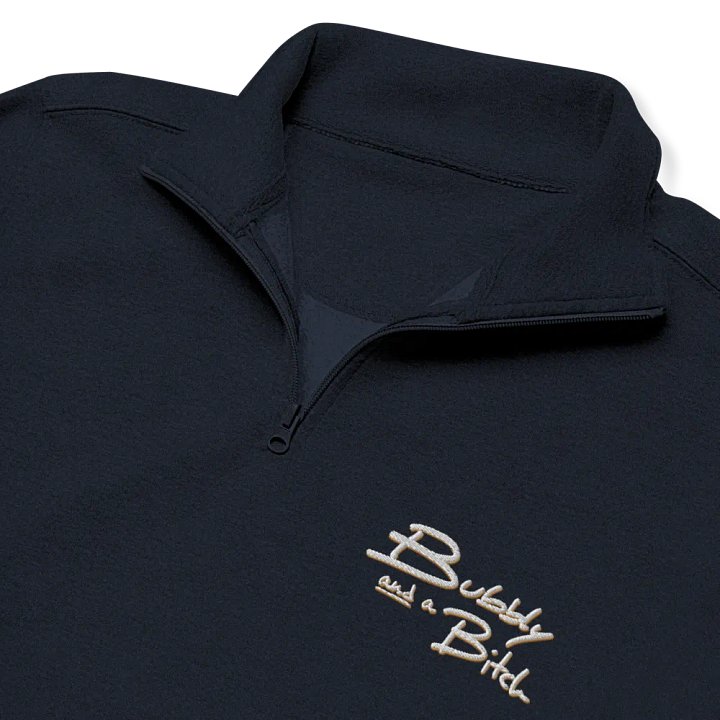 Bubbly and a B*tch (white + brass shadow design) embroidered quarter zip product image (1)