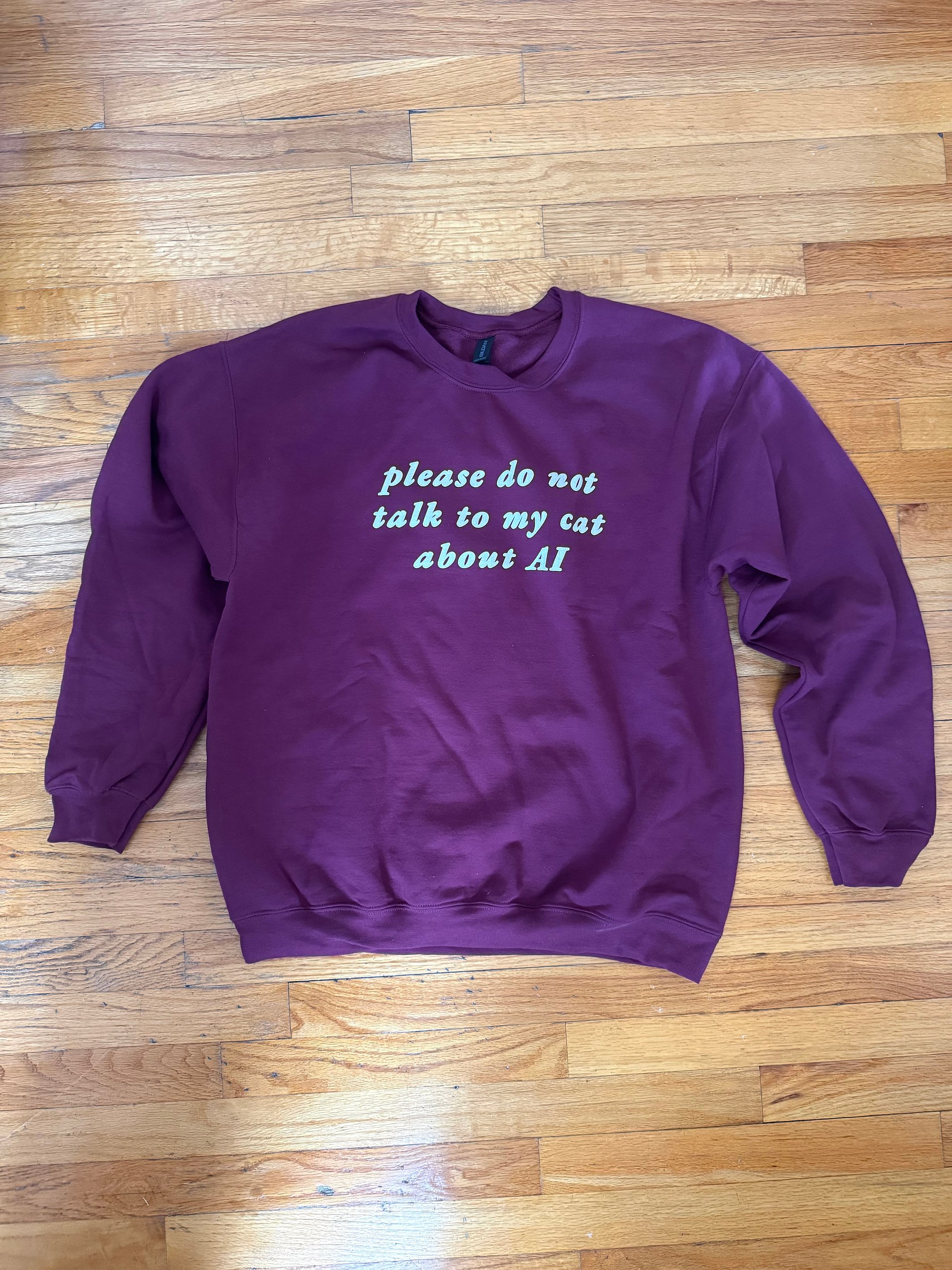 Please do not talk to my cat about AI crewneck product image (1)