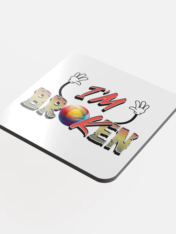 Im Ok Im Broken Volleyball Vibes Glossed Cork Coaster product image (1)
