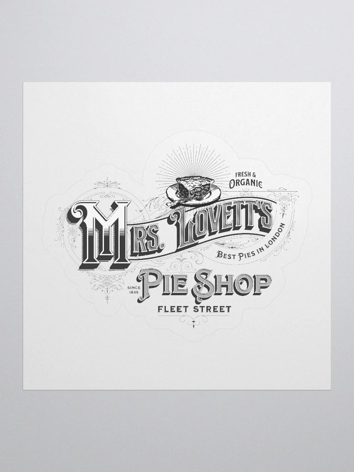 Mrs. Lovett’s Pie Shop Sticker – Kiss-Cut Vinyl Decal for Sweeney Todd Collectors product image (1)