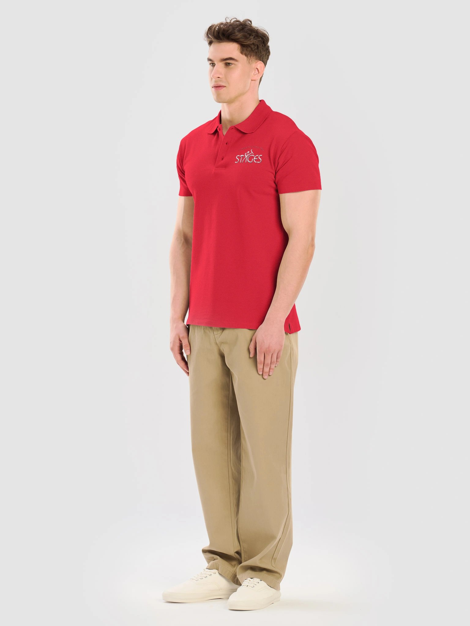 Unisex Dark Polo Shirt - White Embroidered Stages Logo product image (11)