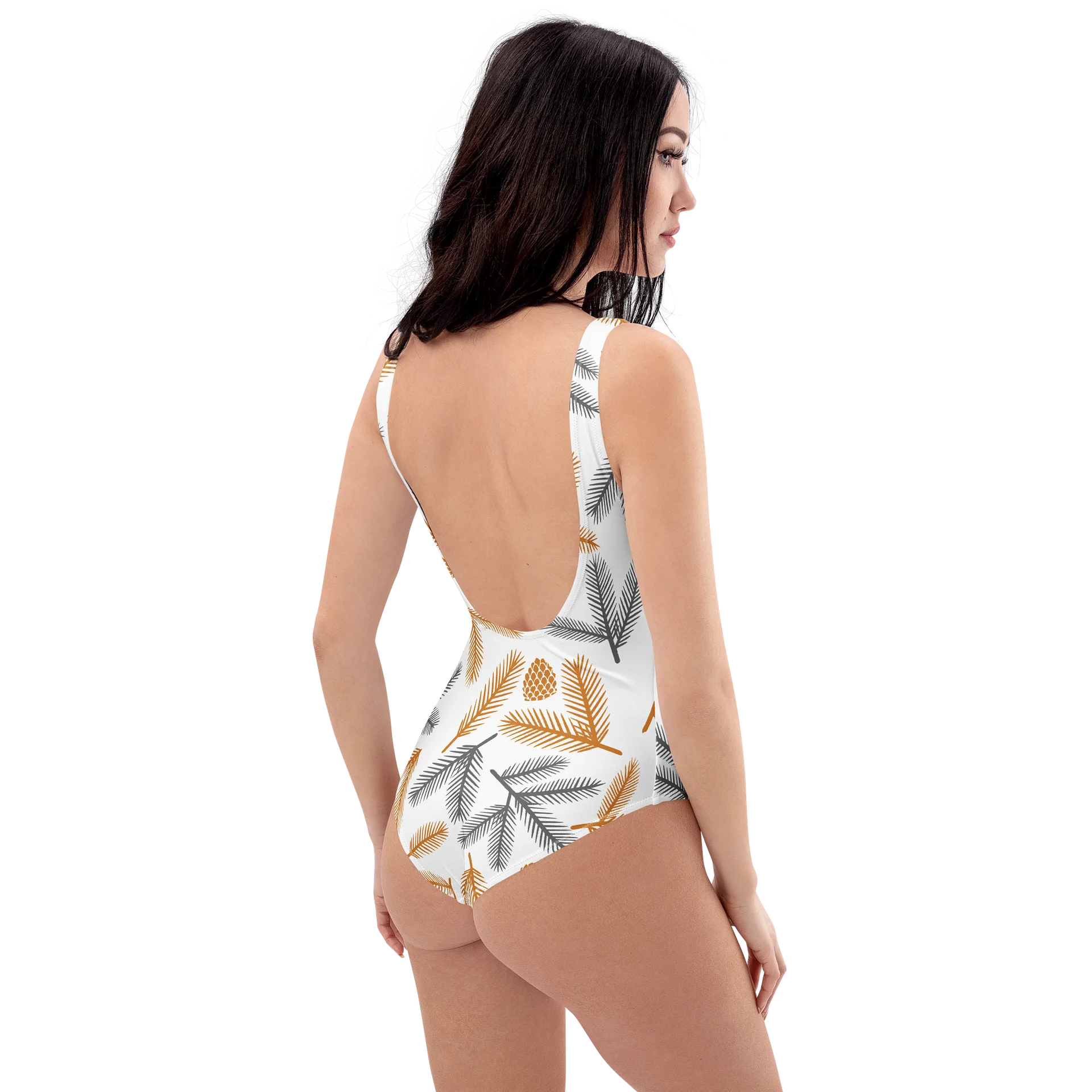 Orange & Gray Botanical Swimsuit product image (7)