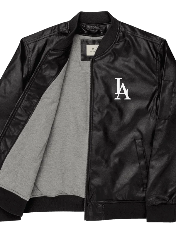 "LA" Faux Leather Bomber Jacket product image (2)