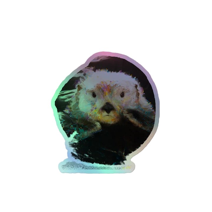 Watercolor Sea Otter Kiss-Cut Holographic Sticker Sheet product image (2)