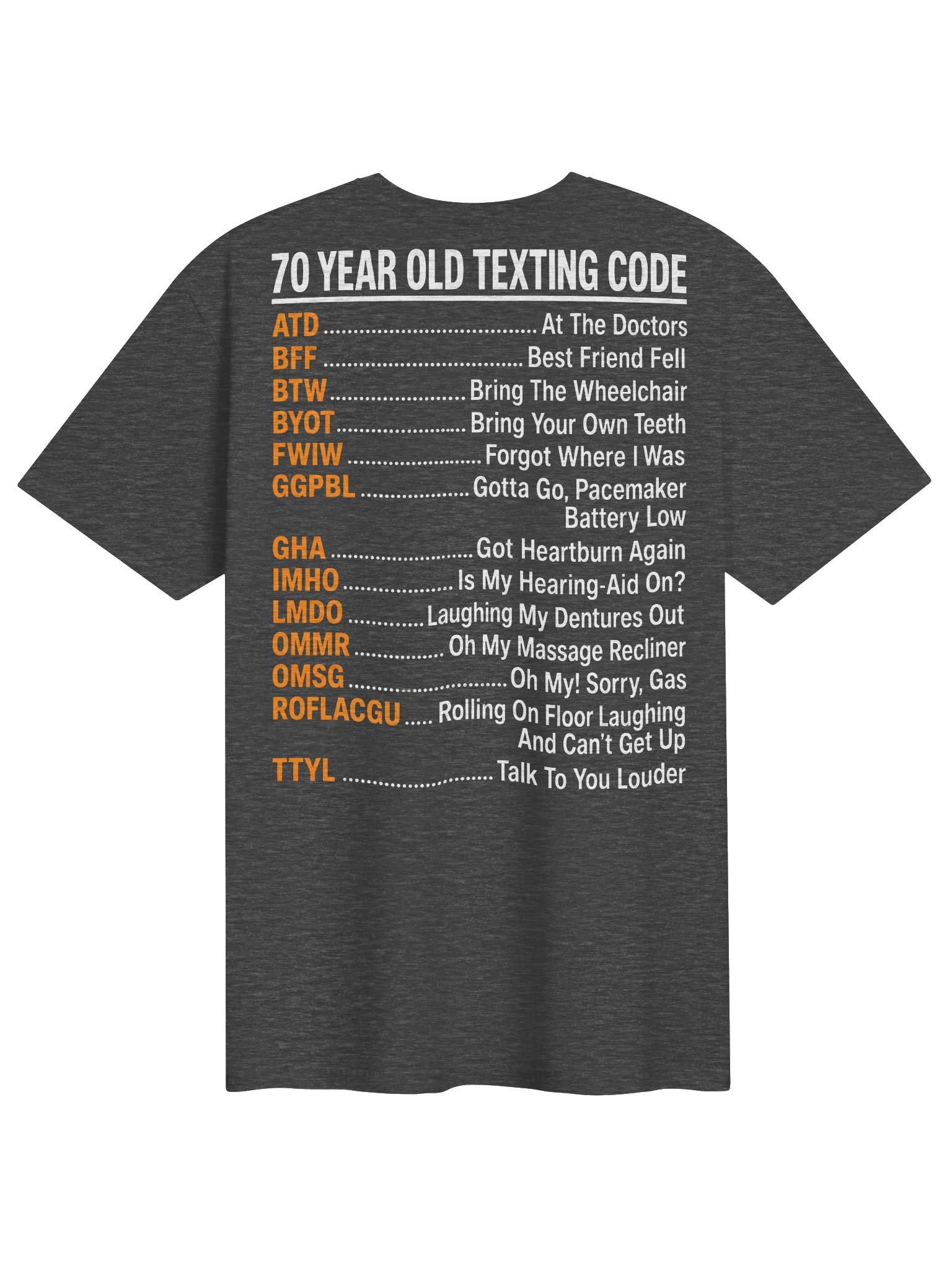 70 Year Old Texting Code – Funny 70th Birthday T-Shirt product image (1)