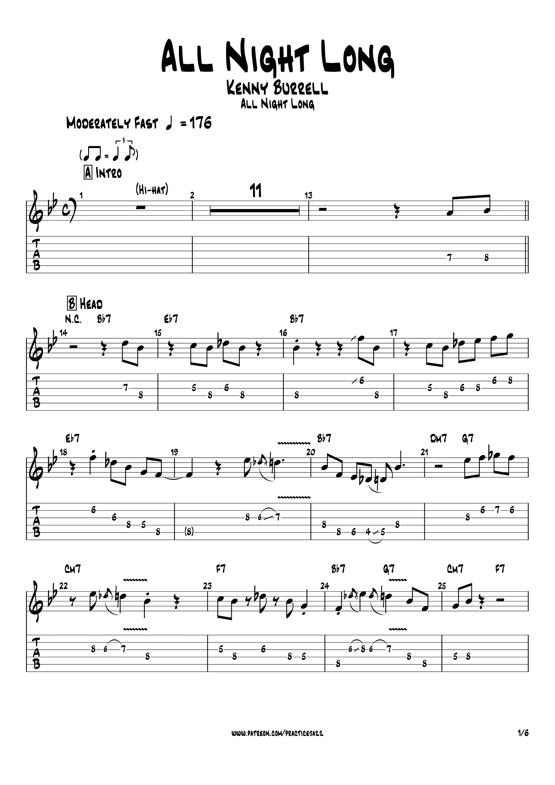 (Transcription GP) All Night Long - Kenny Burrell Solo Transcription product image (2)