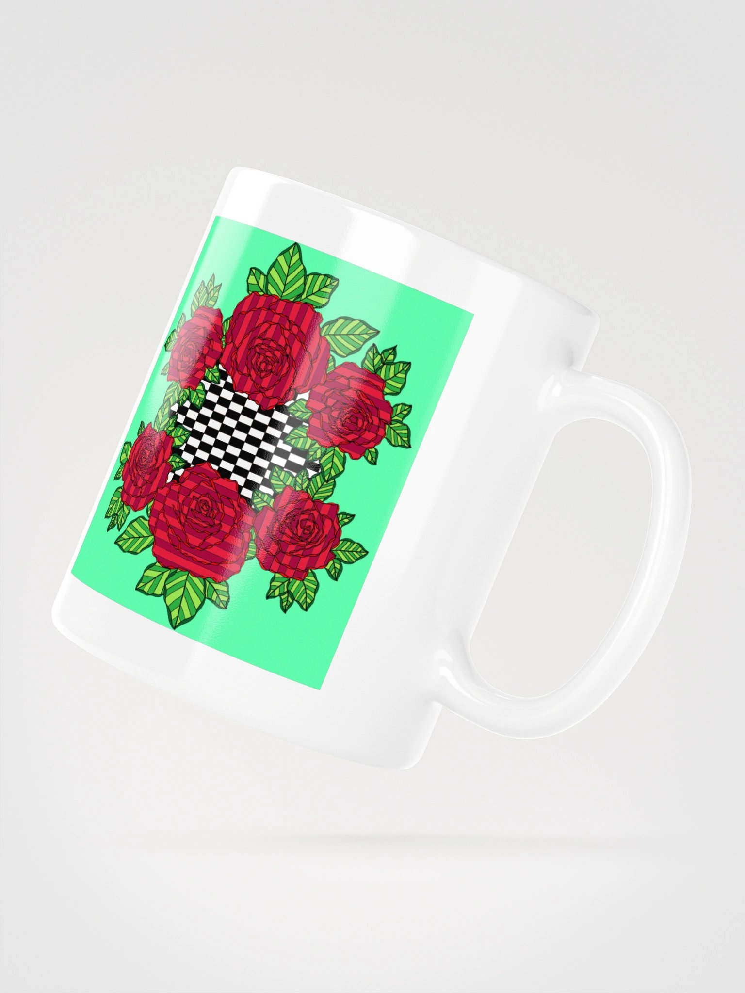 White Glossy Mug (Rose-Green) product image (4)