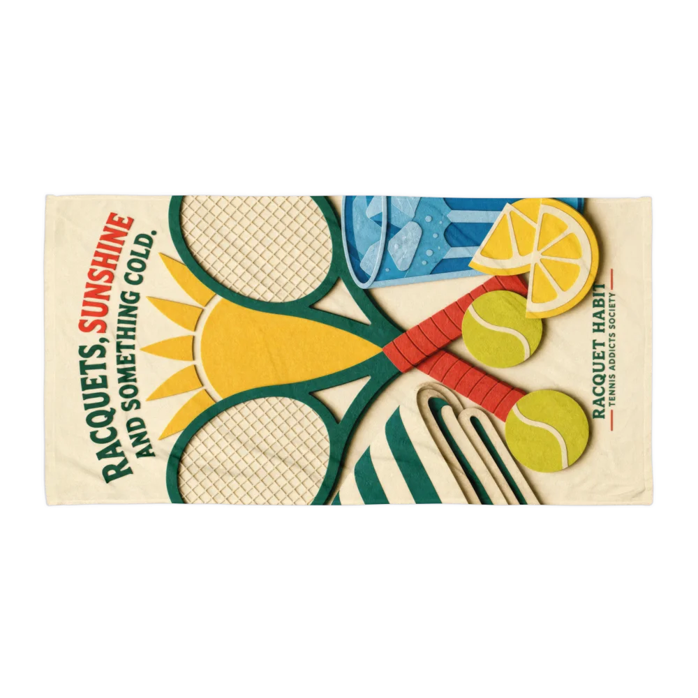 Racquets, Sunshine & Something Cold Beach Towel product image (1)