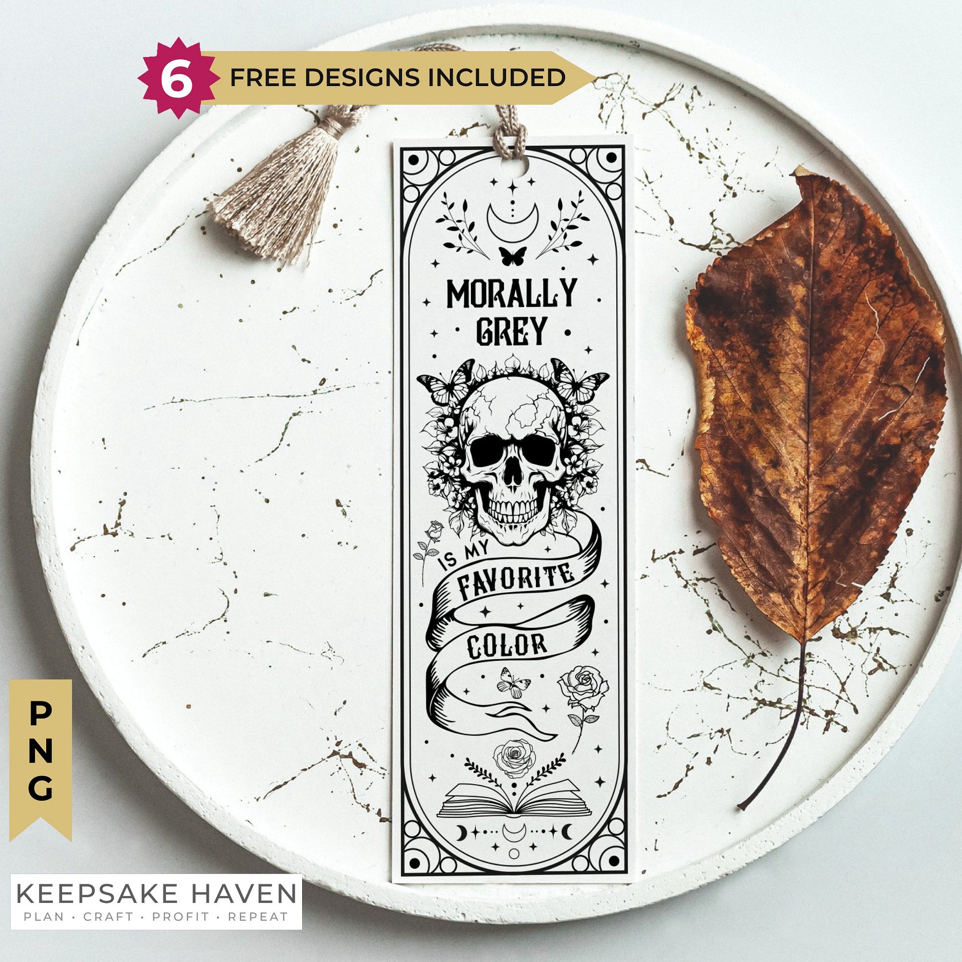 Smutty Morally Grey Bookish Reader Tarot Bookmark SVG, Laser Cut File, Celestial Skull and Roses Dark Romance, Instant Digital Download product image (1)