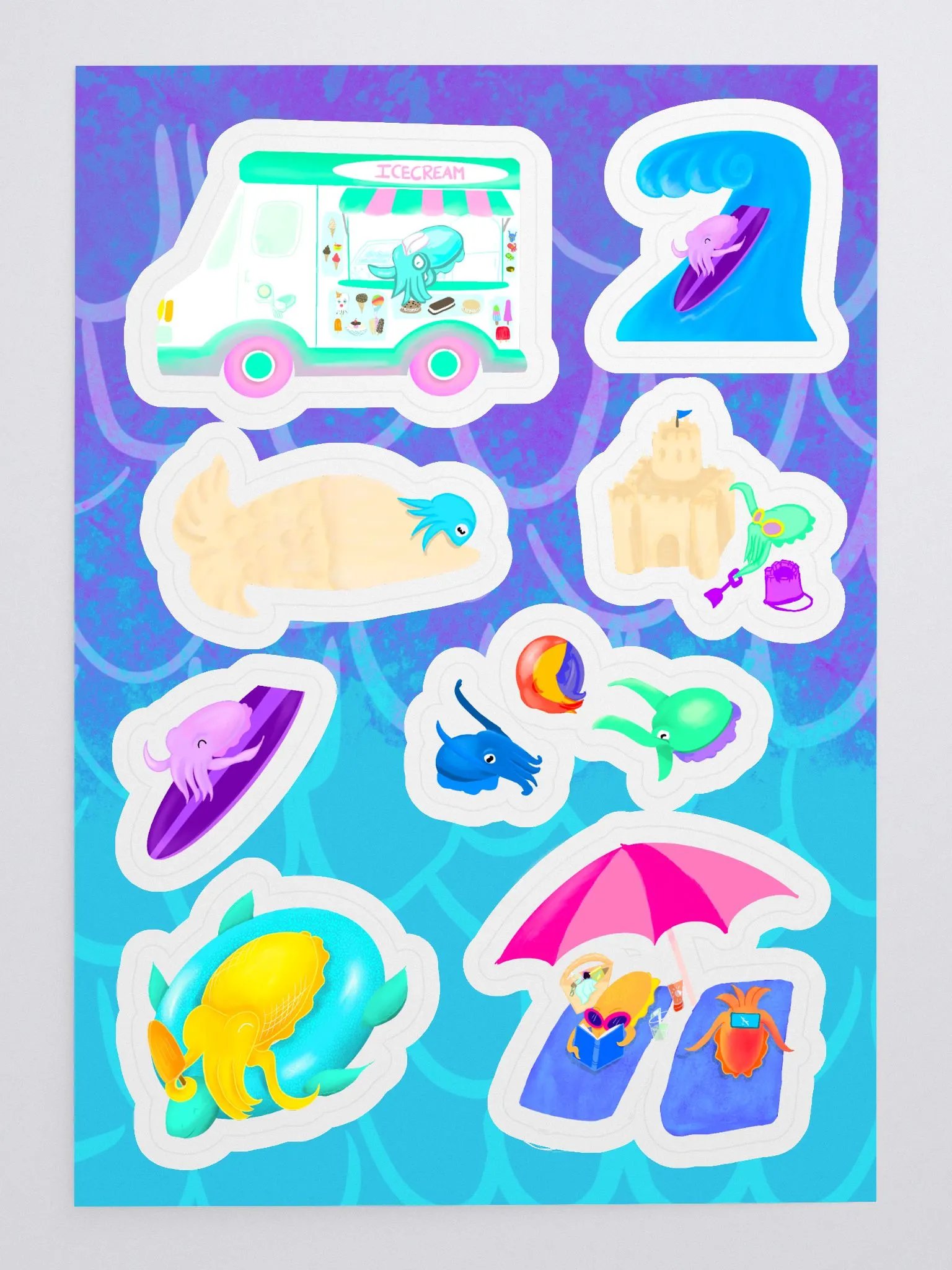 Summer Cuttlefish Doodles Sticker Sheet product image (3)