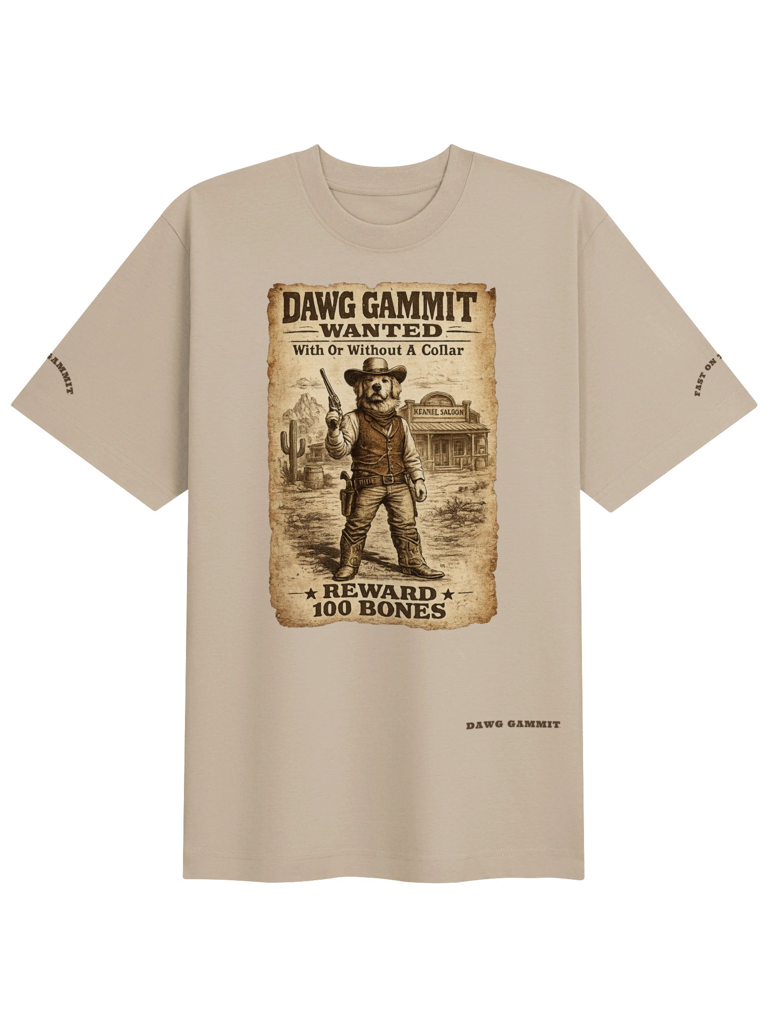WANTED DAWG GAMMIT™ WANTED Golden Retriever Poster Heavy T-shirt product image (13)