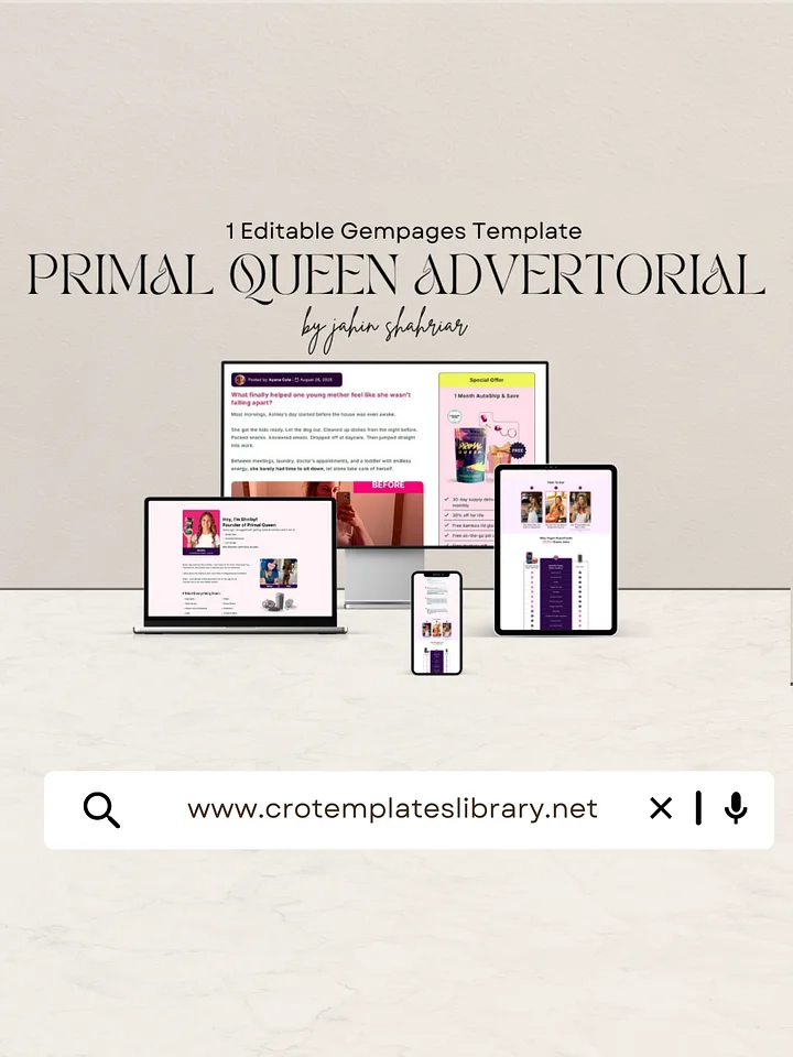 Primal Queen Shopify Advertorial Template product image (1)