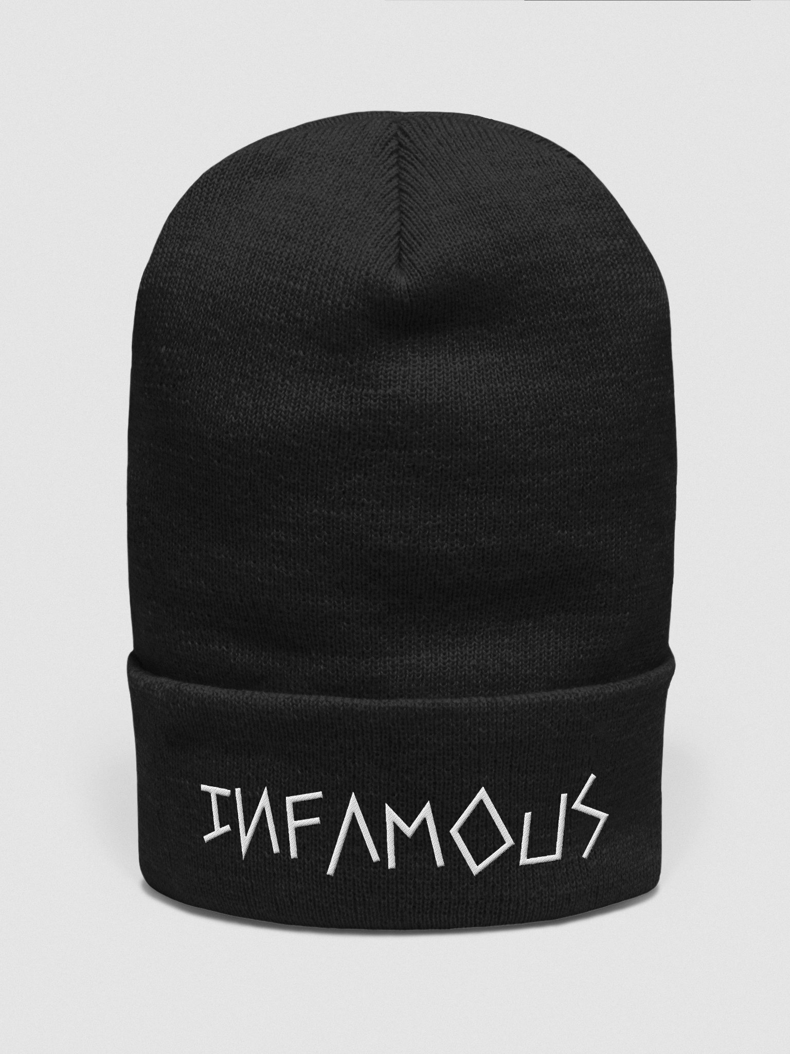 INFAMOUS - White Text Cuffed Beanie product image (2)