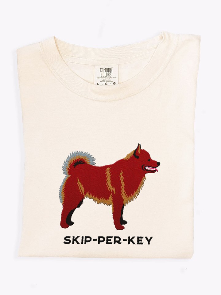 Skip-Per-Key T-Shirt(Embroidered) of a Schipperke(Chocolate) product image (1)