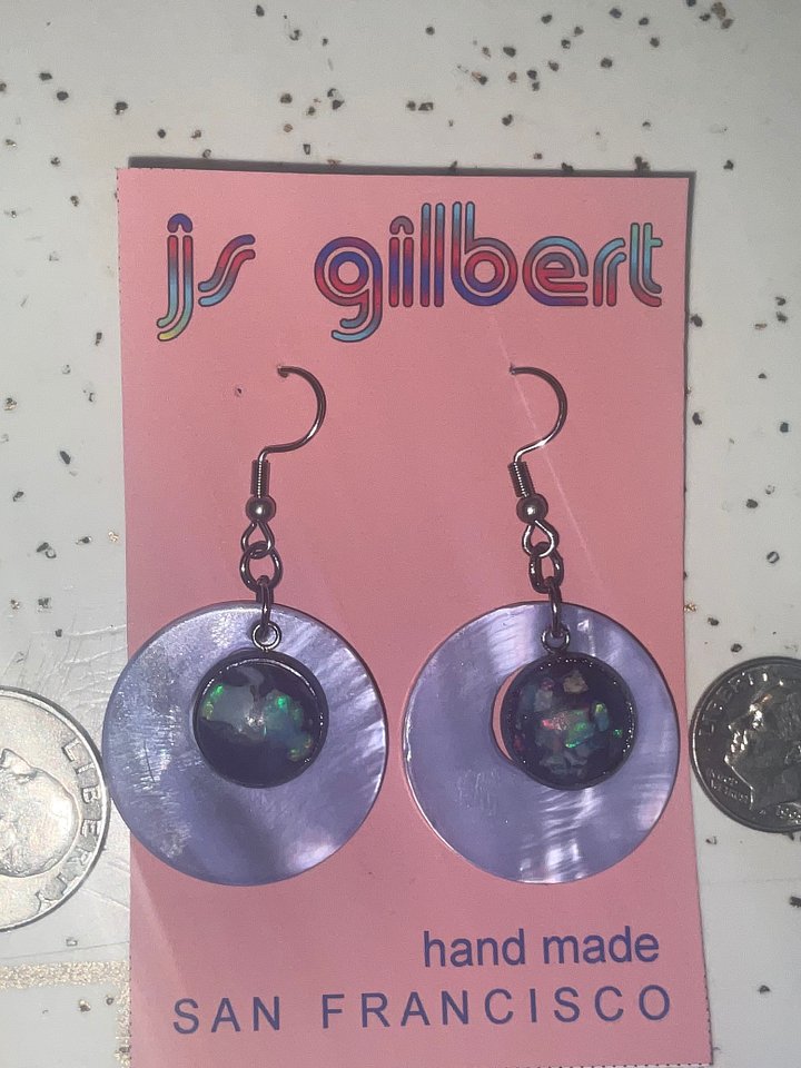 Purple Shell and opal dangle earrings product image (2)