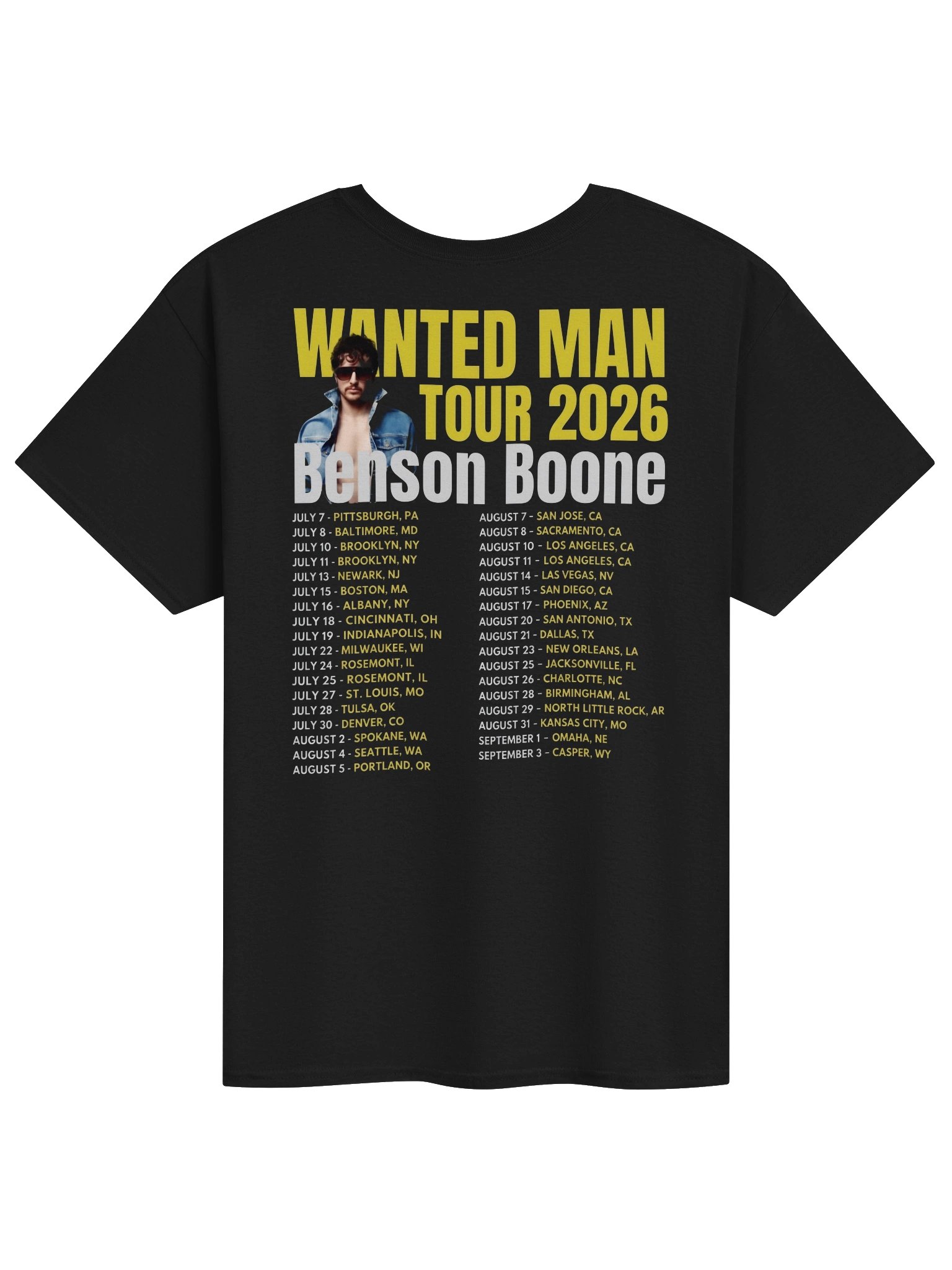 Wanted Man Featuring Benson Boone Tour Tshirt product image (18)