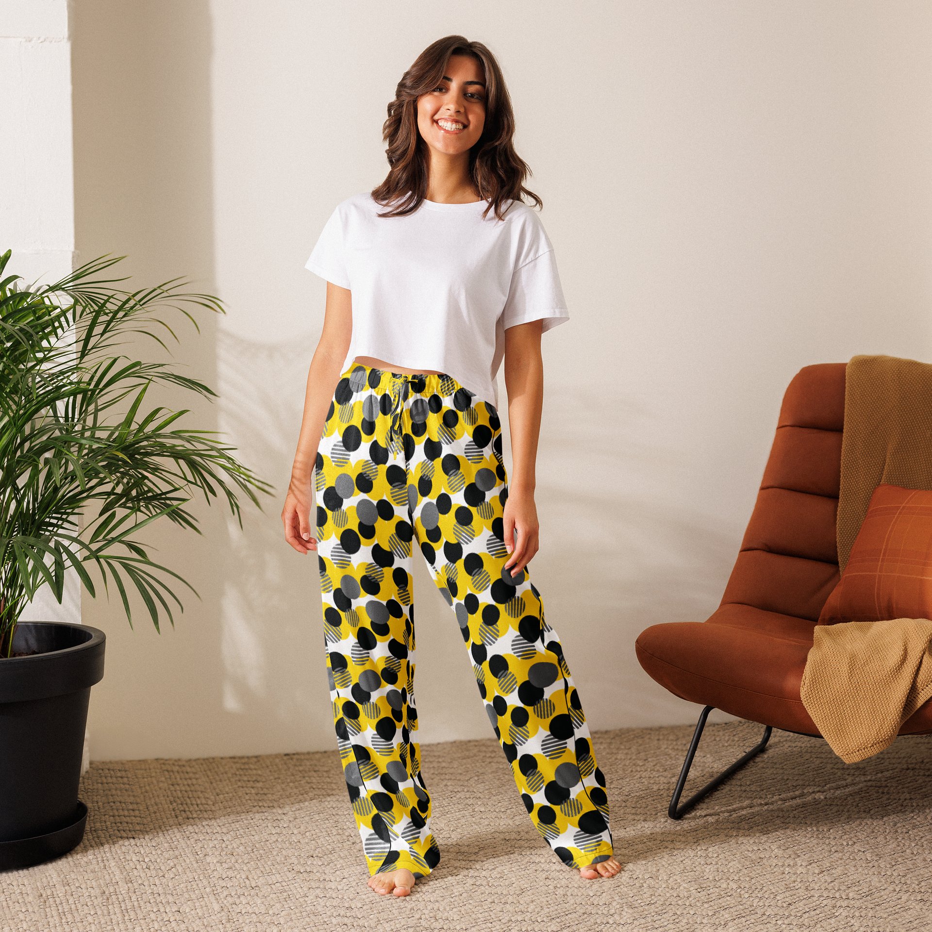 Cozy Chic Modern Geometric Polka Dot All-Over Print Women's Pajama Pants product image (9)