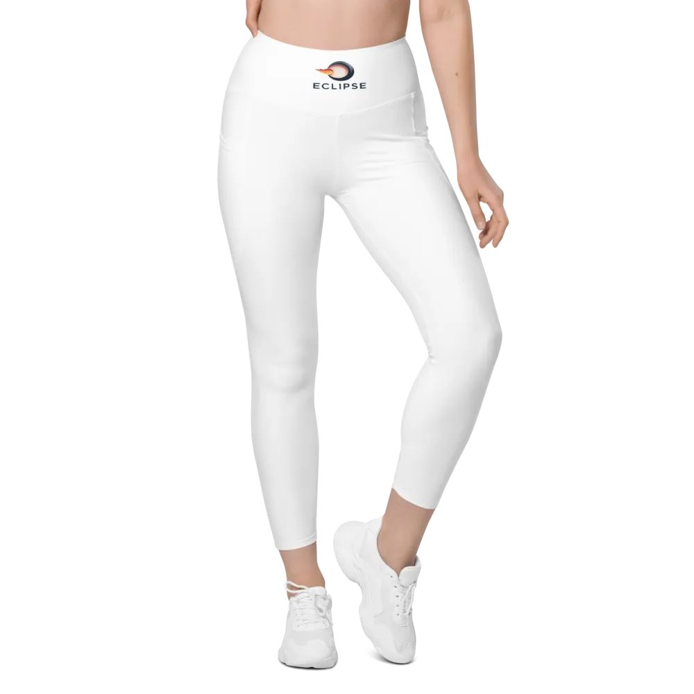 Eclipse High-Waisted Leggings with Pockets - White, Exclusive Eclipse Design product image (1)