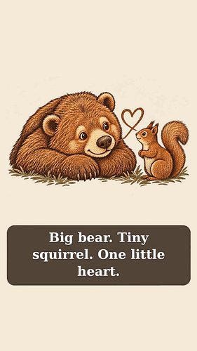 “Big bear. Tiny squirrel. One little heart. 🐻🐿️ Find it at martume.com (link in bio)” 
#cozyforest #bearlover #woodlandanimal...