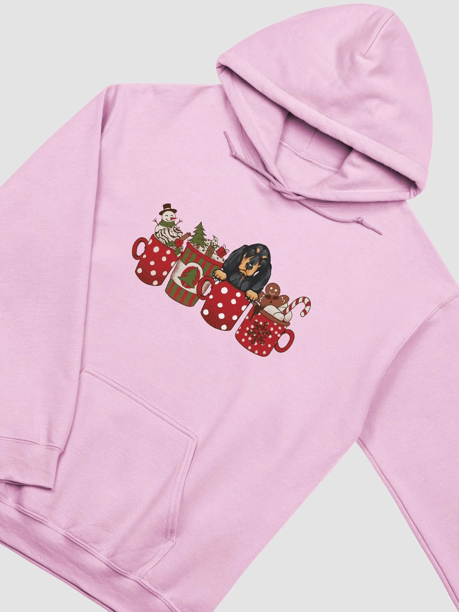 Cute Black & Tan Coonhound in a Christmas Cup Hooded Sweatshirt | Funny Christmas Pup in a Cup product image (10)