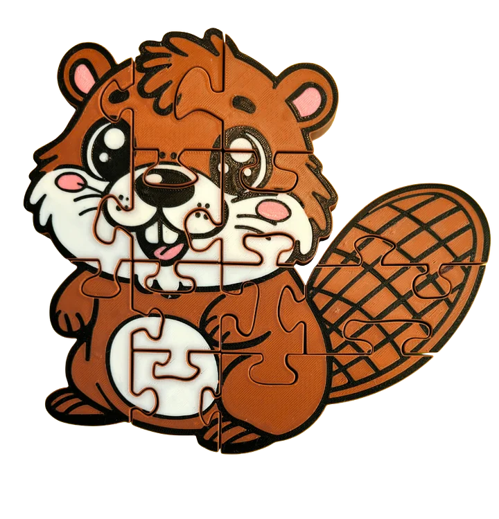 Beaver Jigsaw Puzzle, 3D-Printed Educational Toy for Kids, Preschool Learning, Toddler Floor Play product image (1)