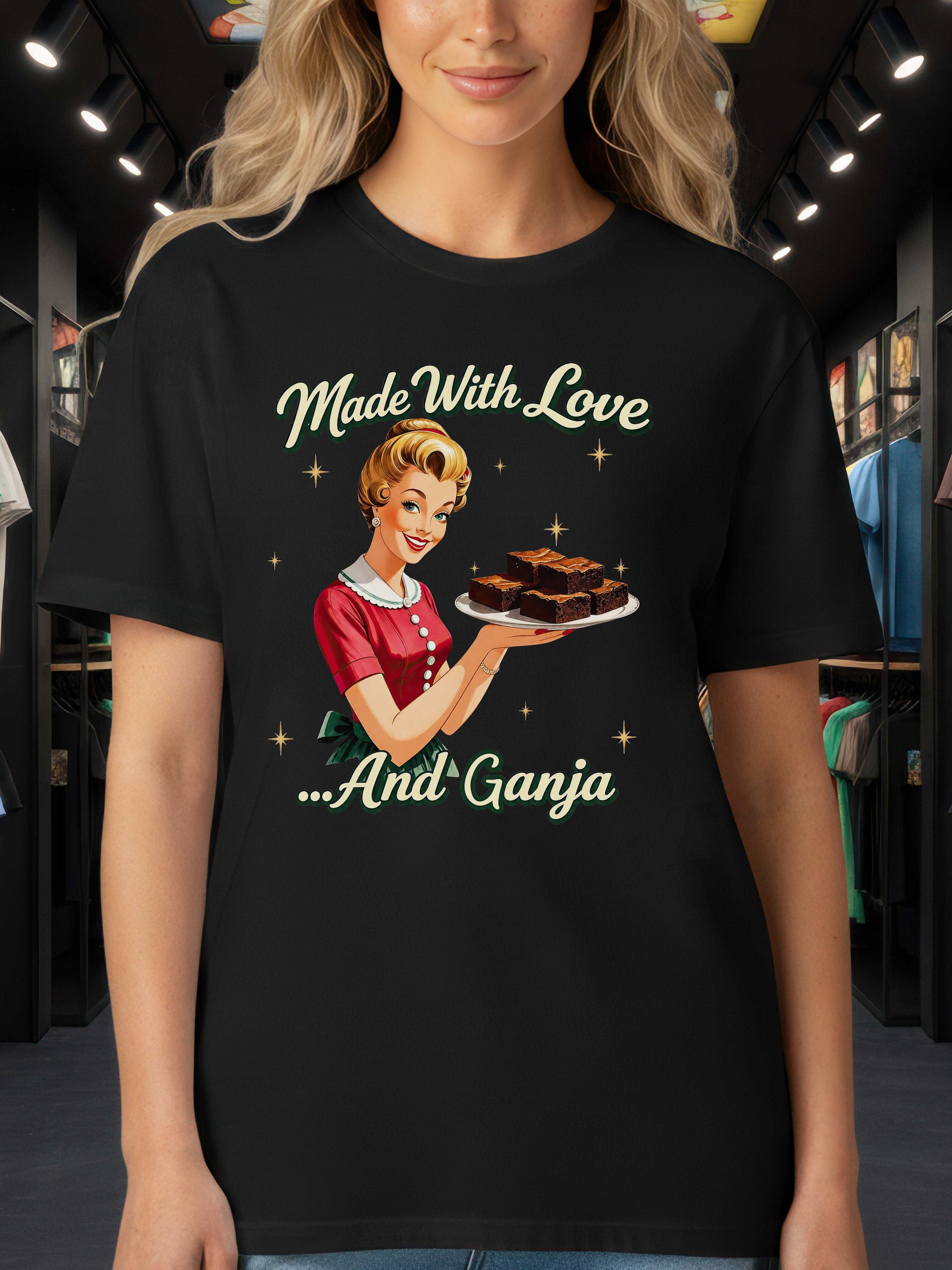 Made With Love And Ganja T-Shirt - Funny - Meme - AS Colour Unisex Premium T-Shirt product image (1)