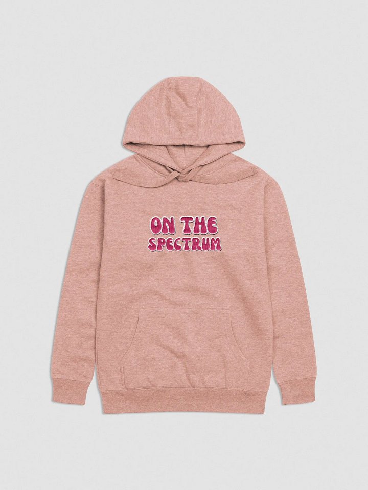 ON THE SPECTRUM lined design (lg., white and pink) embroidered heavyweight hoodie product image (9)