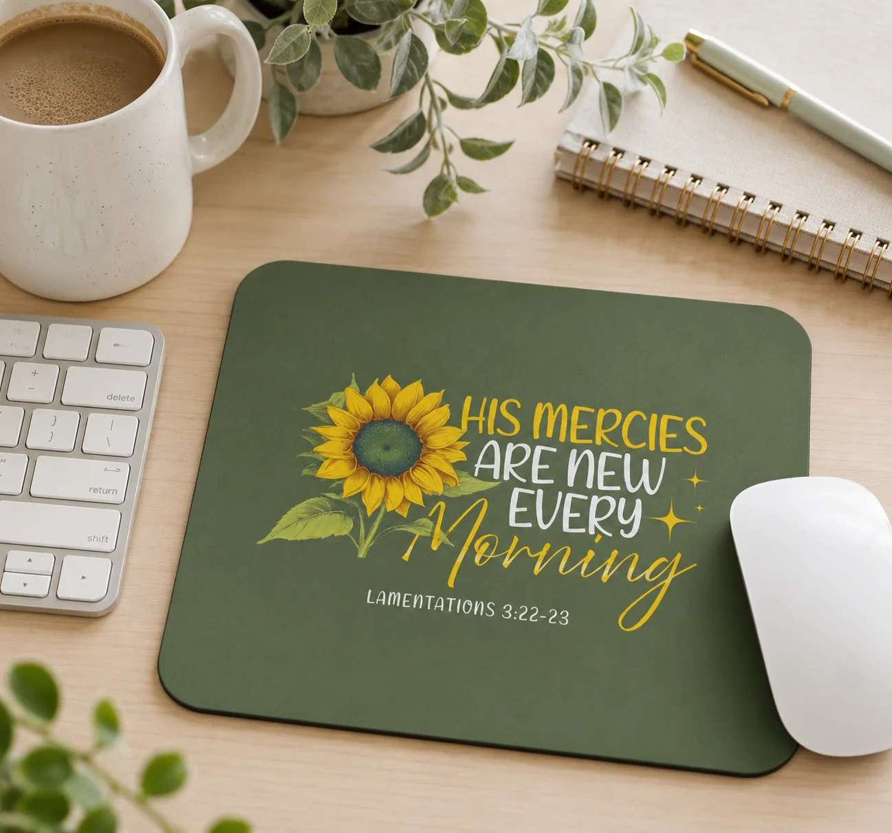 New Mercies Sunflower Mouse Pad - Lamentations 3:22-23 product image (1)