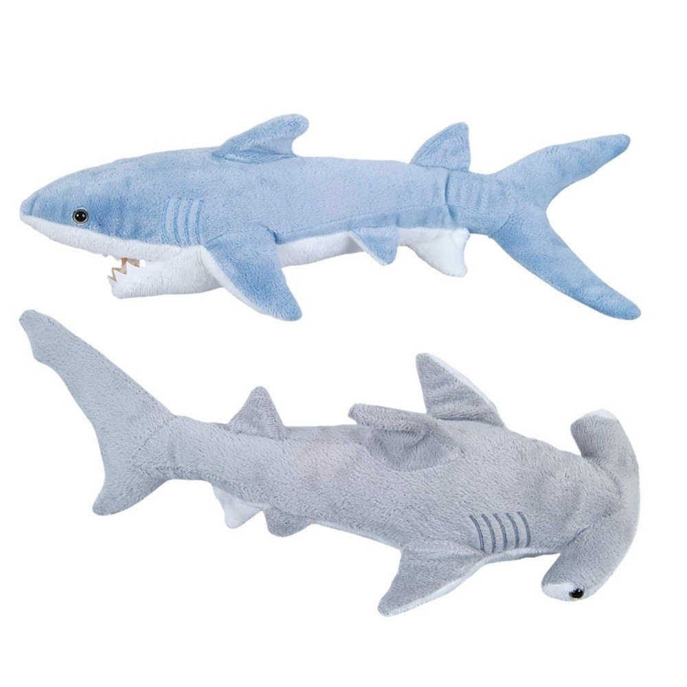 Cute 2-Pack Shark Plush Bundle - Soft 14" Mako & 13" Hammerhead Stuffed Toy Set product image (1)