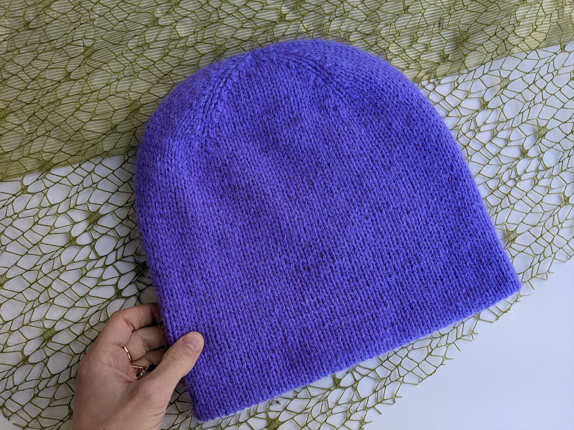 Double Layer Reversible Two Colors Knit Hat Pattern product image (10)
