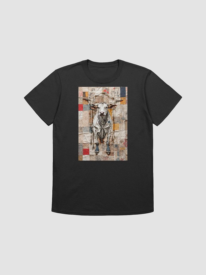 'Istan Bull' by Edward Martin: Mixed Media Collage Print...Fantasy Marionette Series: Whimsical Patchwork Cow Art T-Shirt product image (3)