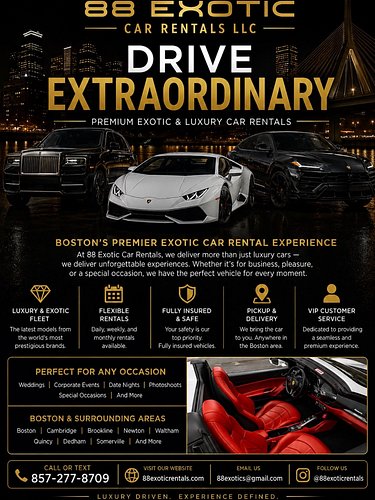 Some people rent cars. You rent moments.

Boston’s premier exotic & luxury fleet - Rolls, Lambo, Urus, and the rest of the li...