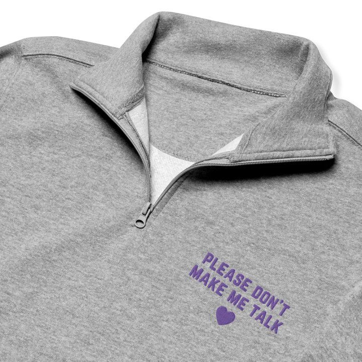 PLEASE DON'T MAKE ME TALK (purple) embroidered quarter zip product image (6)