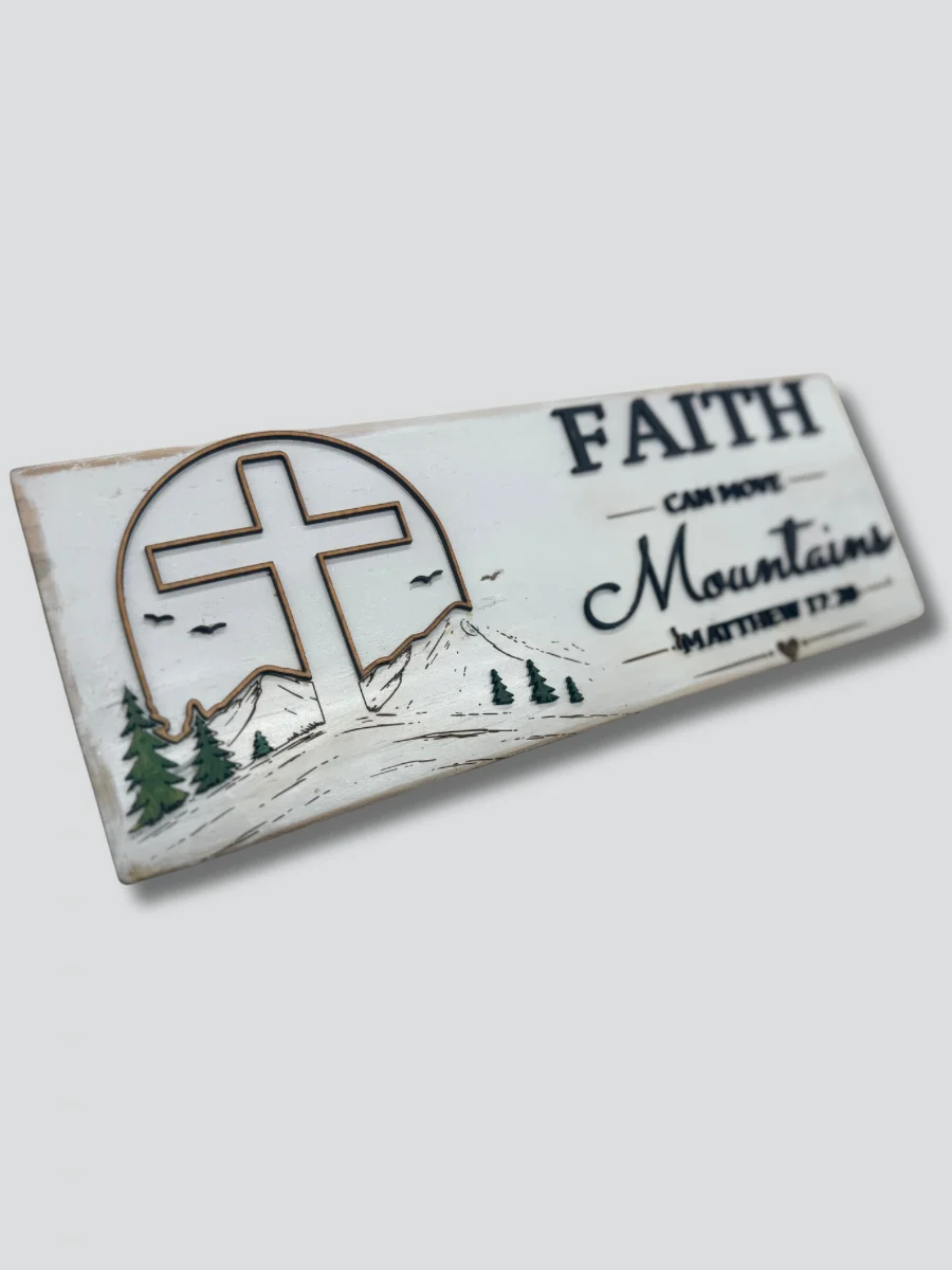 Christian-Faith Wood Sign - Faith Can Move Mountains product image (2)