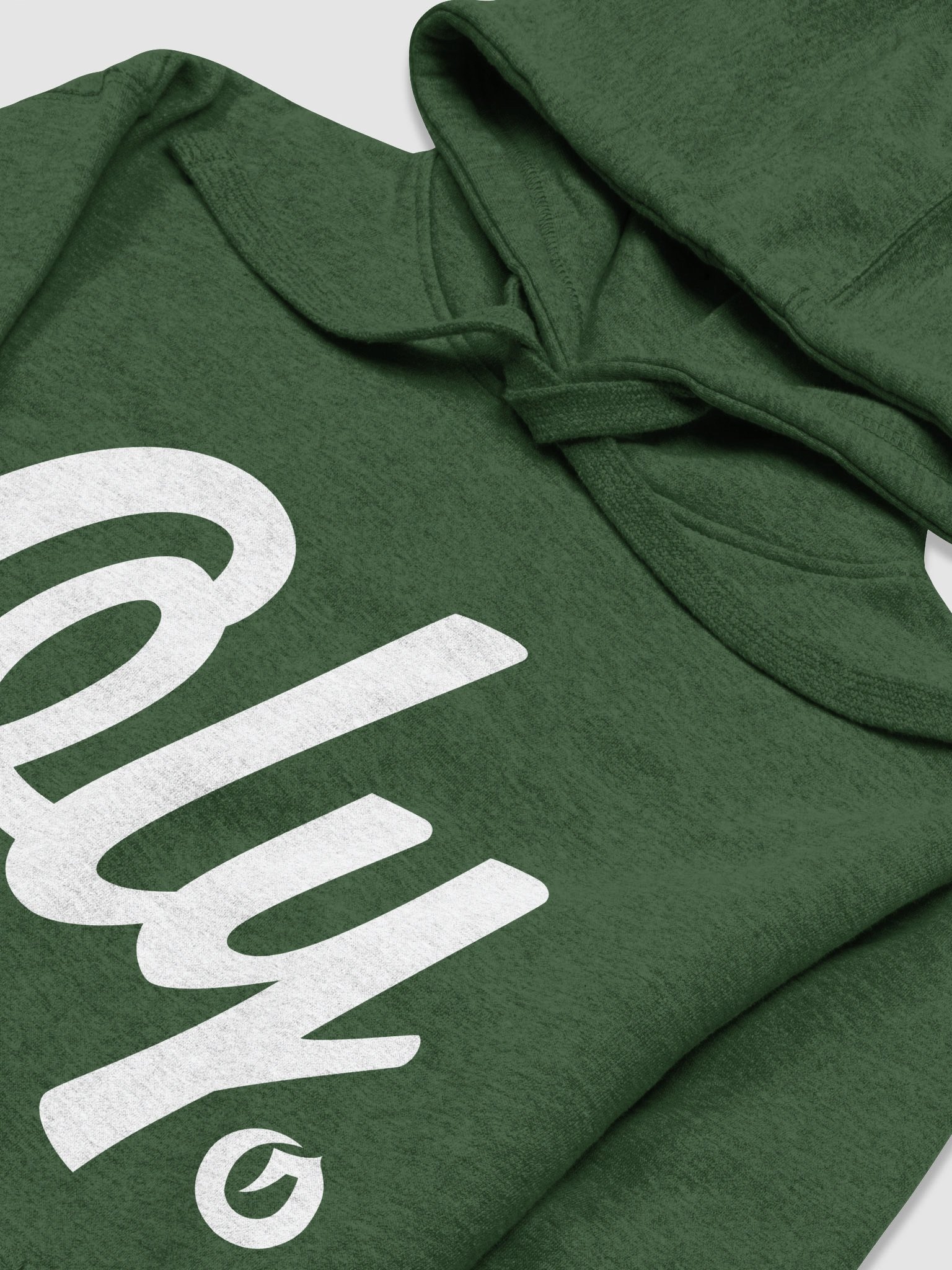 Oly Classic Chunky Script + Hook O White on Green Hoodie product image (3)