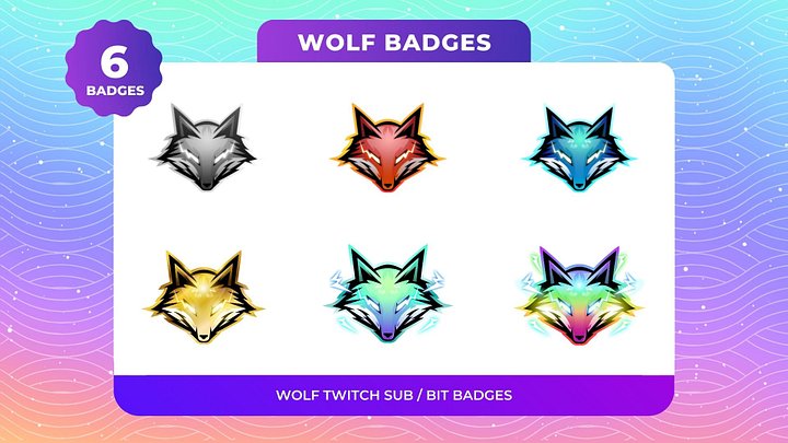 Wolf Twitch Badges 6-Pack product image (1)