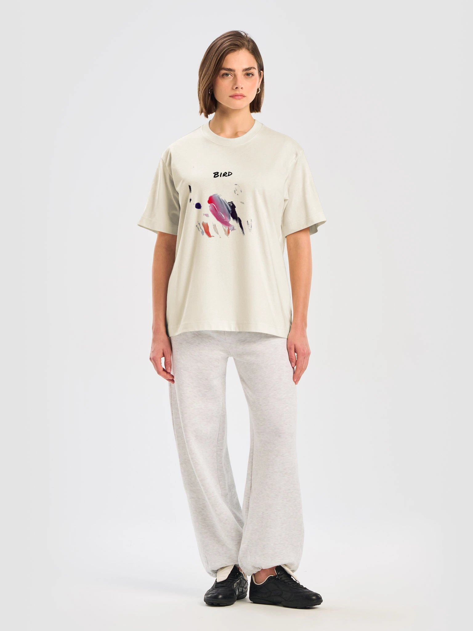 Abstract Bird Brushstroke // Box T-Shirt White product image (1)