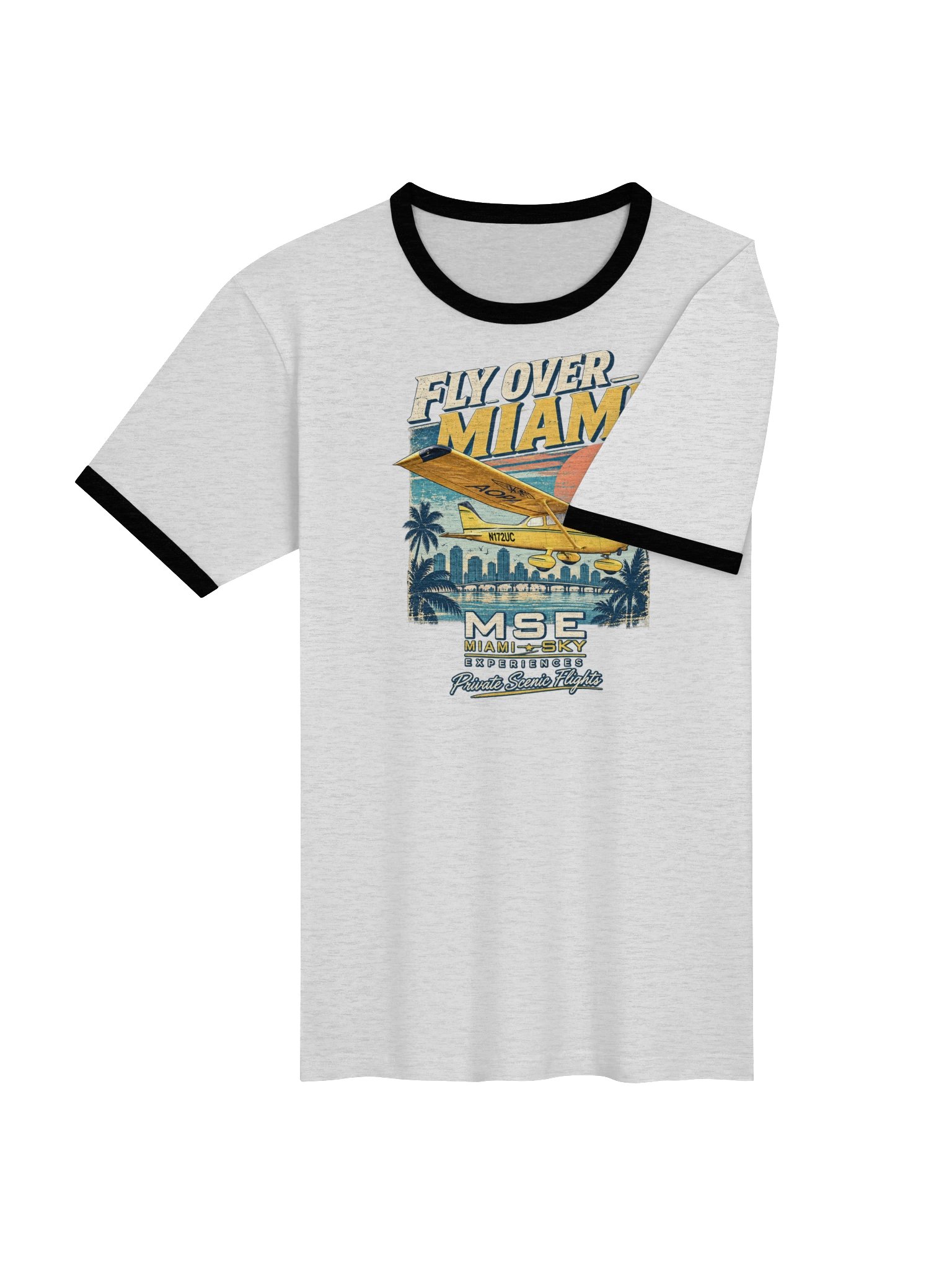 Fly Over Miami Retro Ringer Tee product image (4)