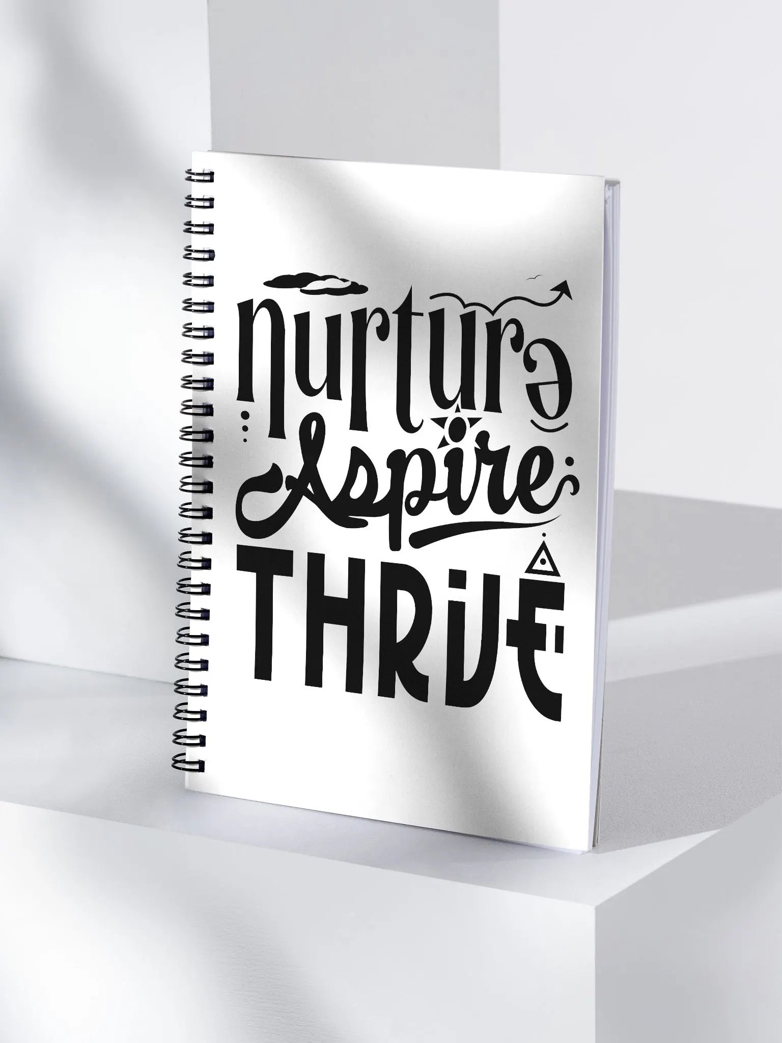"Nurture Aspire Thrive" Dotted Spiral Notebook in Black product image (4)
