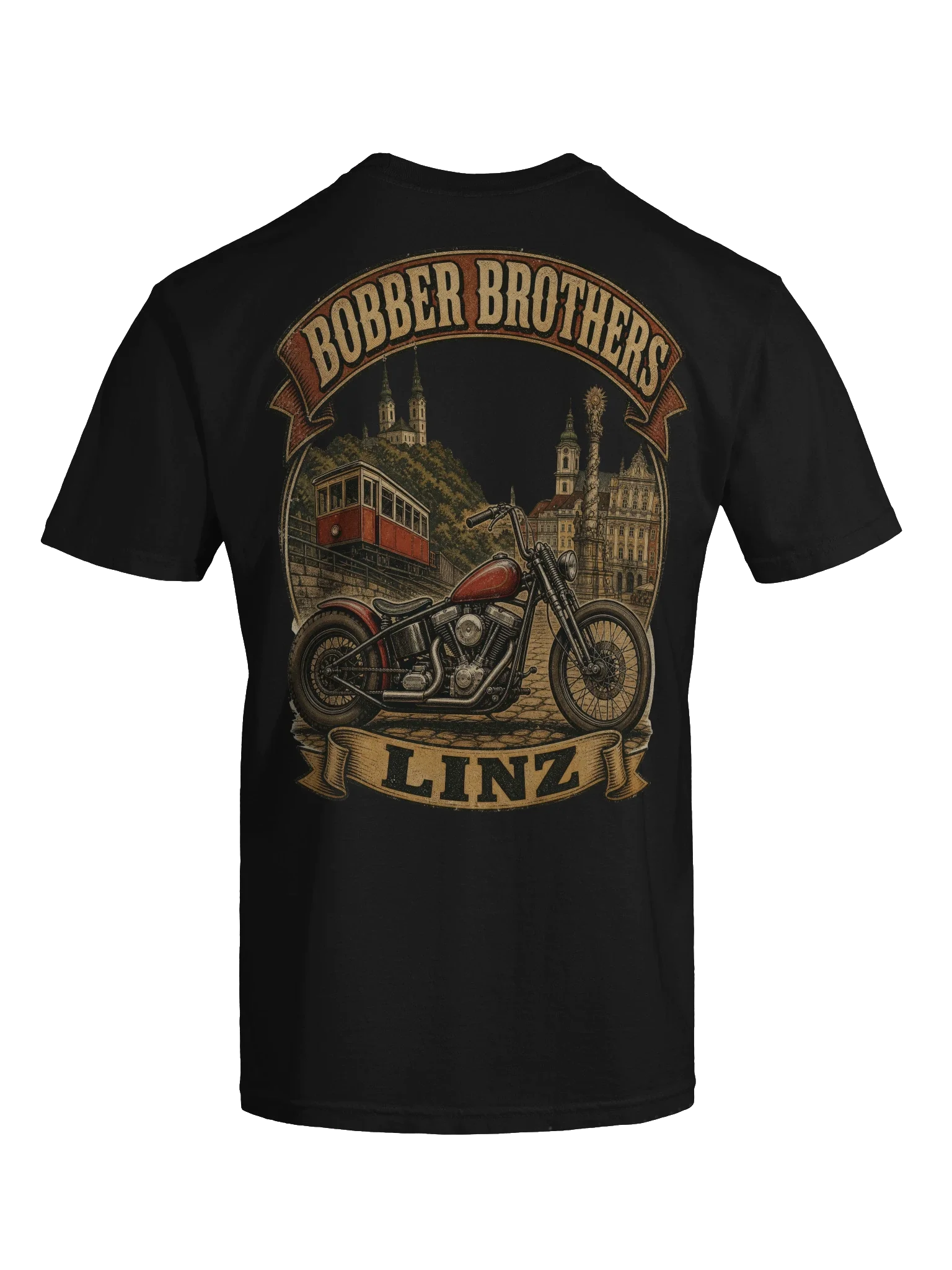 Linz motorcycle t-shirt design by Bobber Brothers
