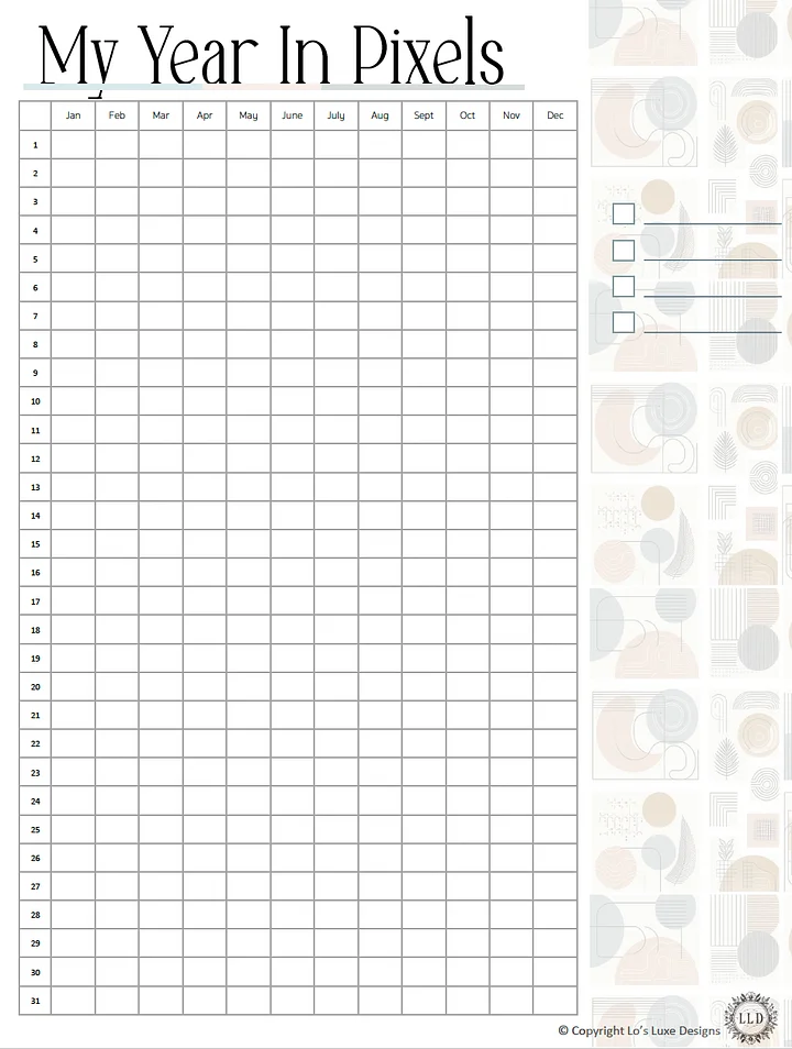 Yearly Habit Tracker - Geometric Shapes - 8.5x11 Printable product image (1)