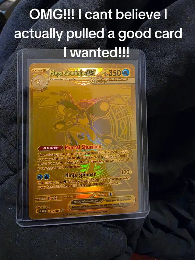 I have been trying to pull this cant believe i actually got it! #poken #pokemoncards #megagren #goldpokemoncard 
