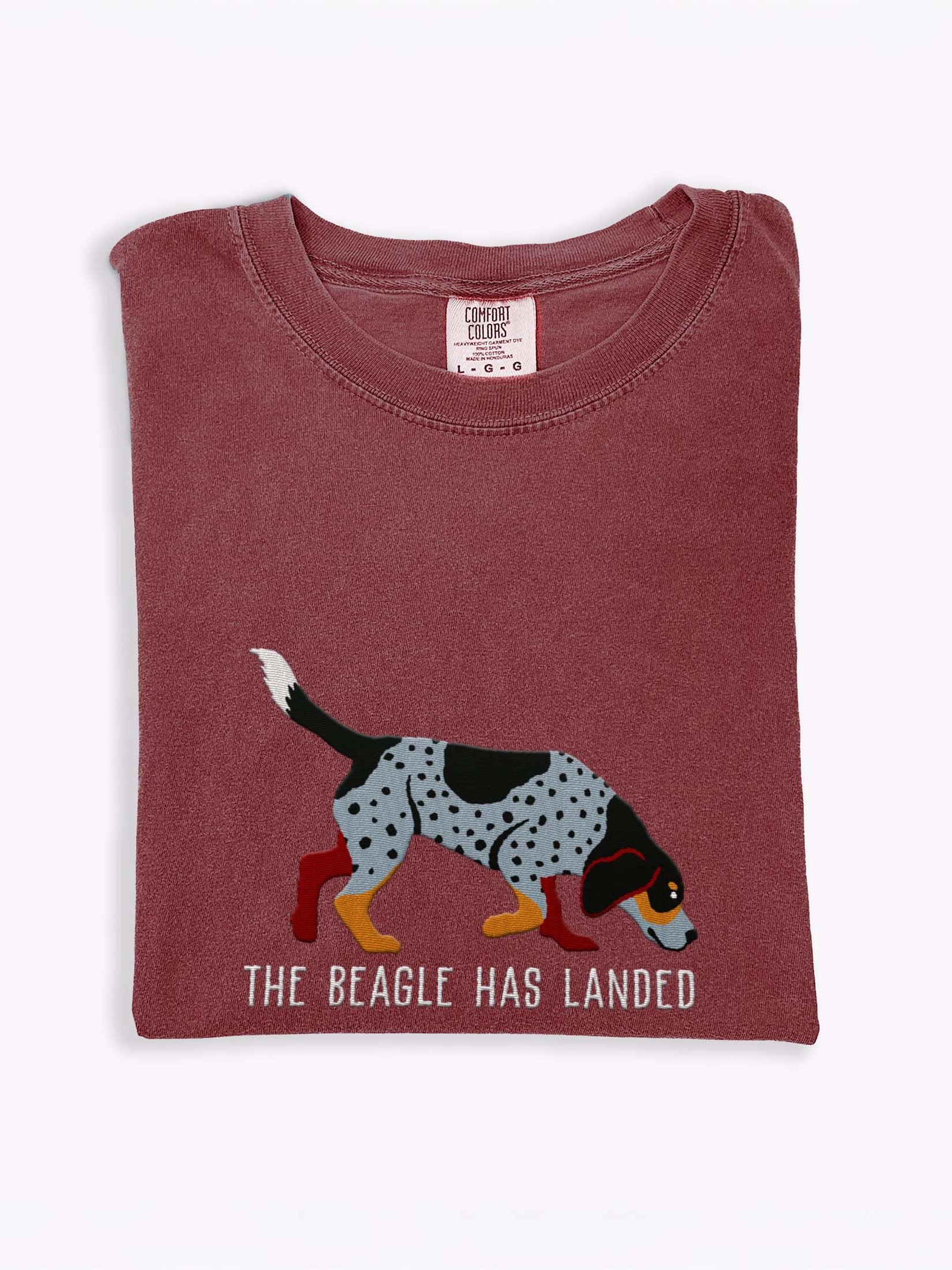 The Beagle Has Landed T-Shirt(Embroidered) of a Beagle(Bluetick) product image (1)