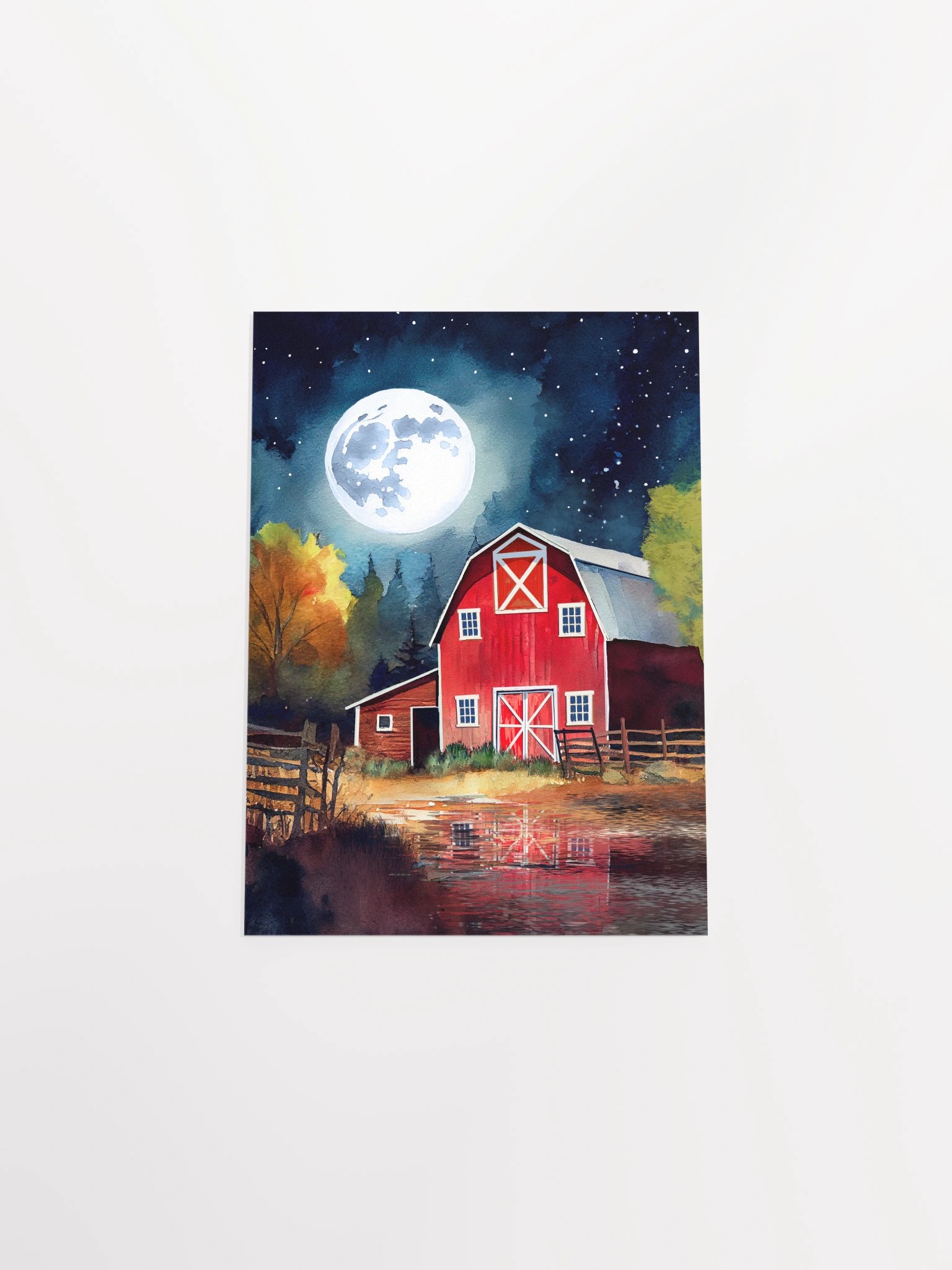 Old Red Barn under Full Moon Studio Art Print product image (30)