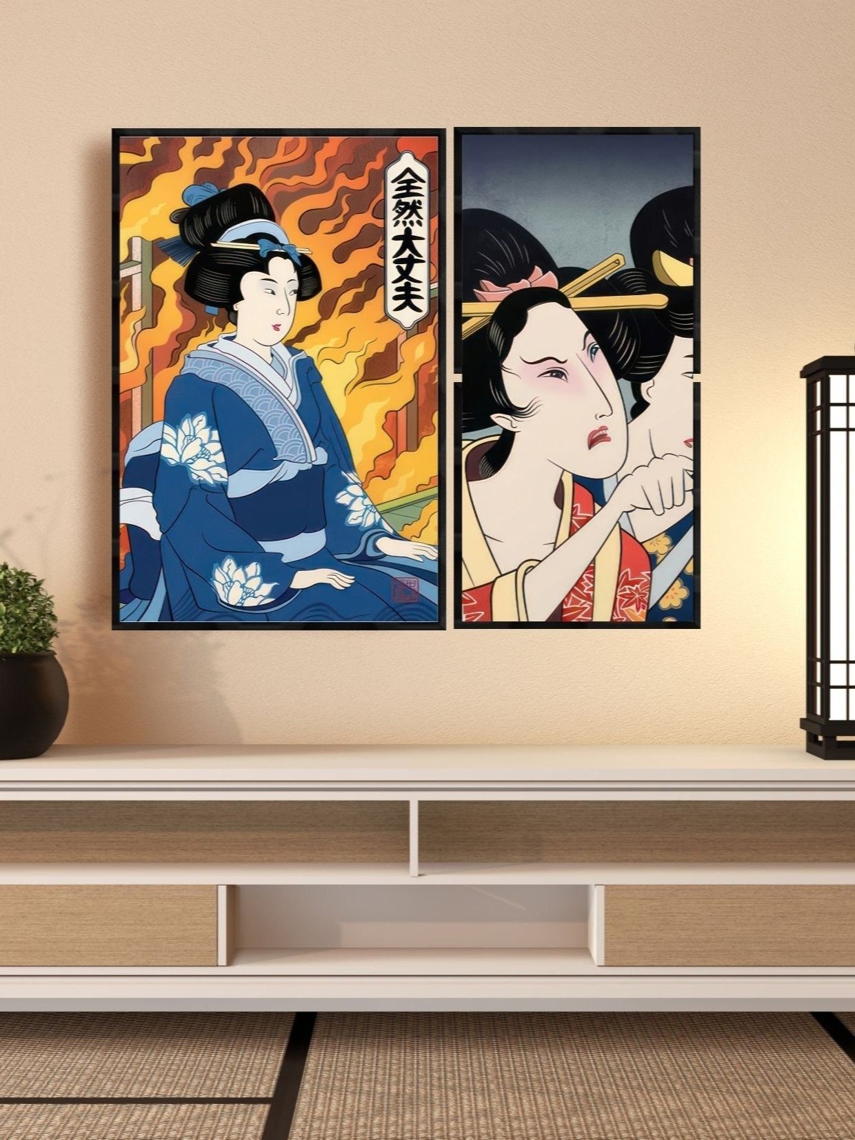 Geysha Samurai Wall Art Japanese Print Art Set of 3 product image (4)